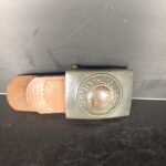 Wehrmacht Heeres Koppelschloss mit Lederzunge H. Aurich Dresden 1942 entnazifiziert