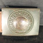 Wehrmacht Heeres Koppelschloss mit Lederzunge H. Aurich Dresden 1942 entnazifiziert – Bild 2