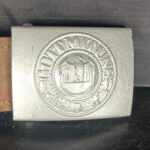 Wehrmacht Heeres Koppelschloss mit Lederzunge Hersteller J. Feix Gablonz entnazifiziert – Bild 3