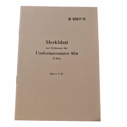 Merkblatt zur Bedienung des Umformersatzes 80a U 80a