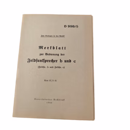 Merkblatt zur Bedienung der Feldfunksprecher b und c Feldfu. b und Feldfu. c