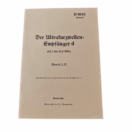 Der Ultrakurzwellen Empfänger d 42,1 bis 47,8 MHz