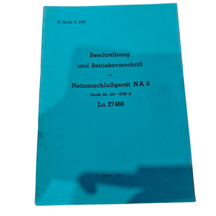 Beschreibung und Betriebsvorschrift Netzanschlussgerät NA6 Ln 27466