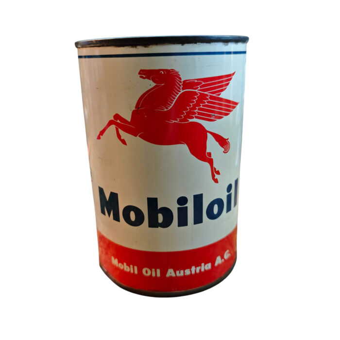 Alte Öldose Mobiloil HD Motoröl Pegasus Tankstelle Ölkanne Oil Tin Can Gas Service – Bild 1