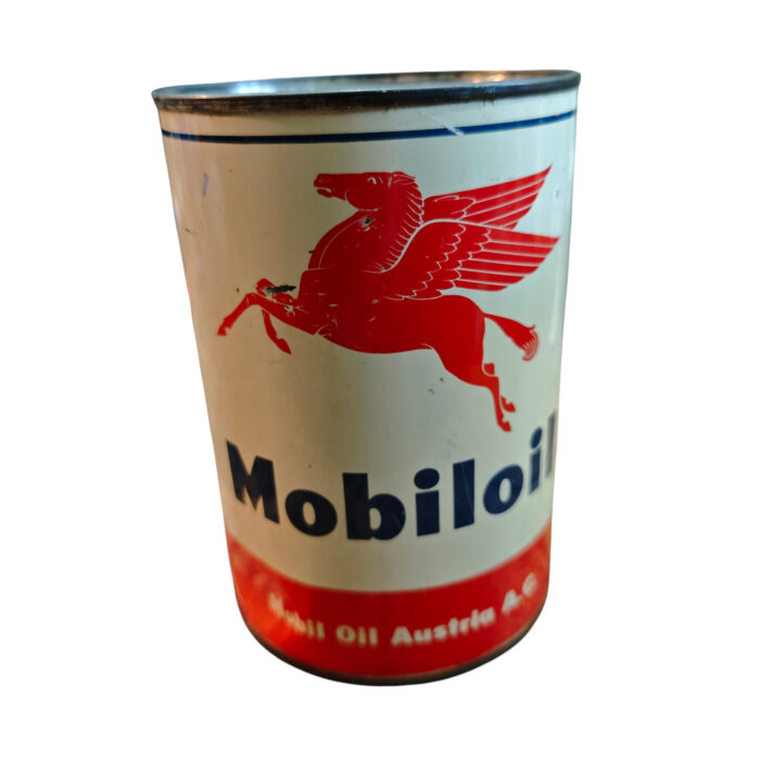 Alte Öldose Mobiloil HD Motoröl Pegasus Tankstelle Ölkanne Oil Tin Can Gas Service – Bild 4