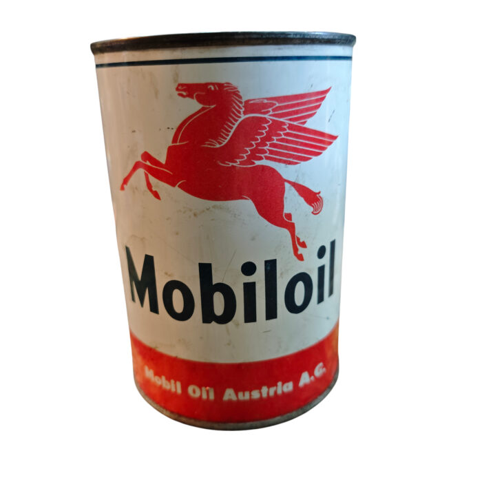 Alte Öldose Mobiloil HD Motoröl Pegasus Tankstelle Ölkanne Oil Tin Can Gas – Bild 1