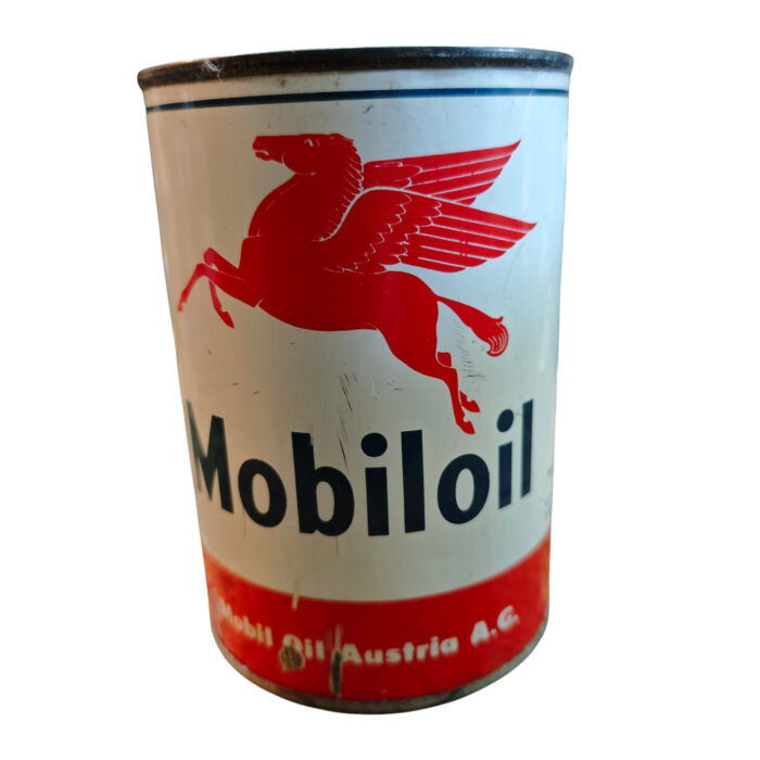 Alte Öldose Mobiloil HD Motoröl Pegasus Tankstelle Ölkanne Oil Tin Can Gas – Bild 4